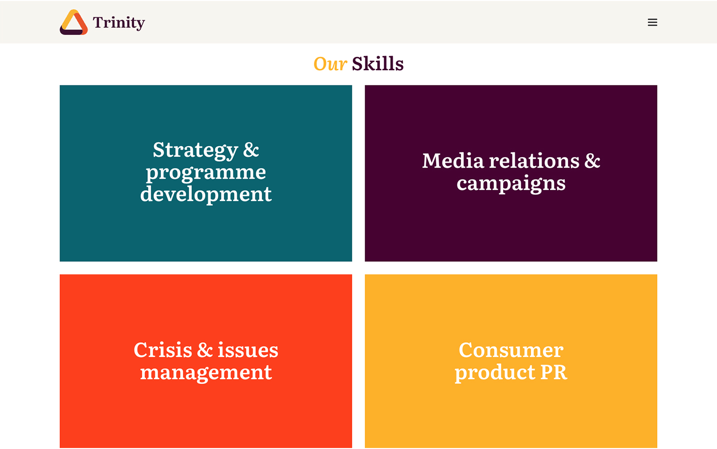 TrinityPR_WordPress-Website Redesign 2022Our Skills Landing Page