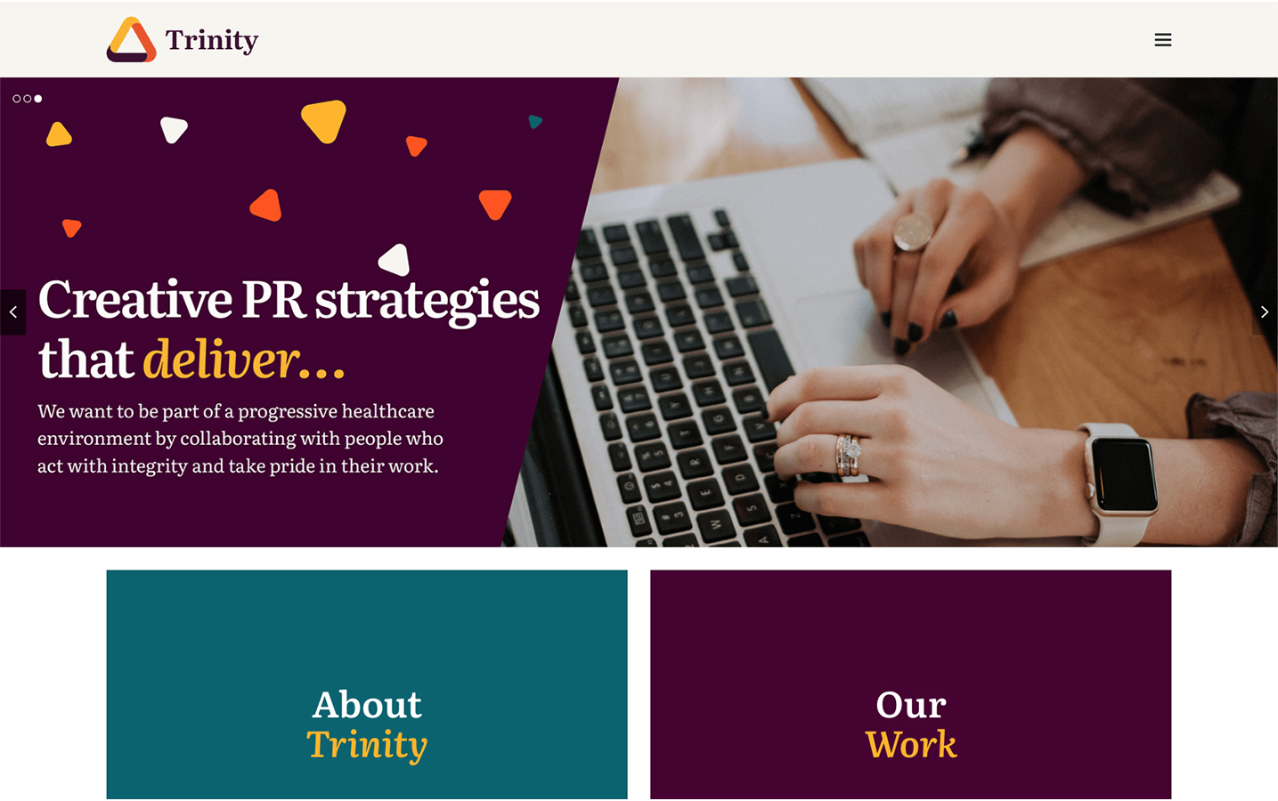 TrinityPR WordPress Website Redesign 2022 Home Screen 03